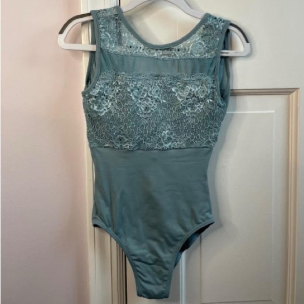 Girls Lace Leotard in Teal Blue